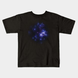 Blue nebula cloud galaxy Kids T-Shirt